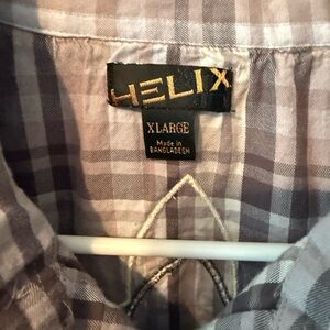 Helix Gray Casual Button Down Shirt Classic Plaid Design